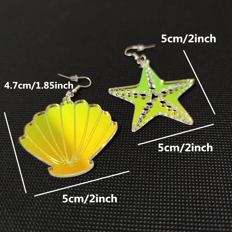 KUGUYS Illusory Color Cute Starfish Shell Drop Earrings for Girls Womens Trendy Jewelry Fashion Acrylic Accessories