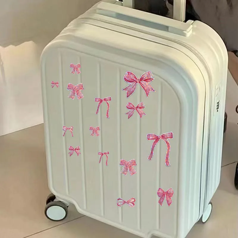 Notebook Scrapbooking Decorative Bow Sticker 500pcs/Roll Pink Bow Stickers Laser Pink Bowknot Envelope Sealing Sticker