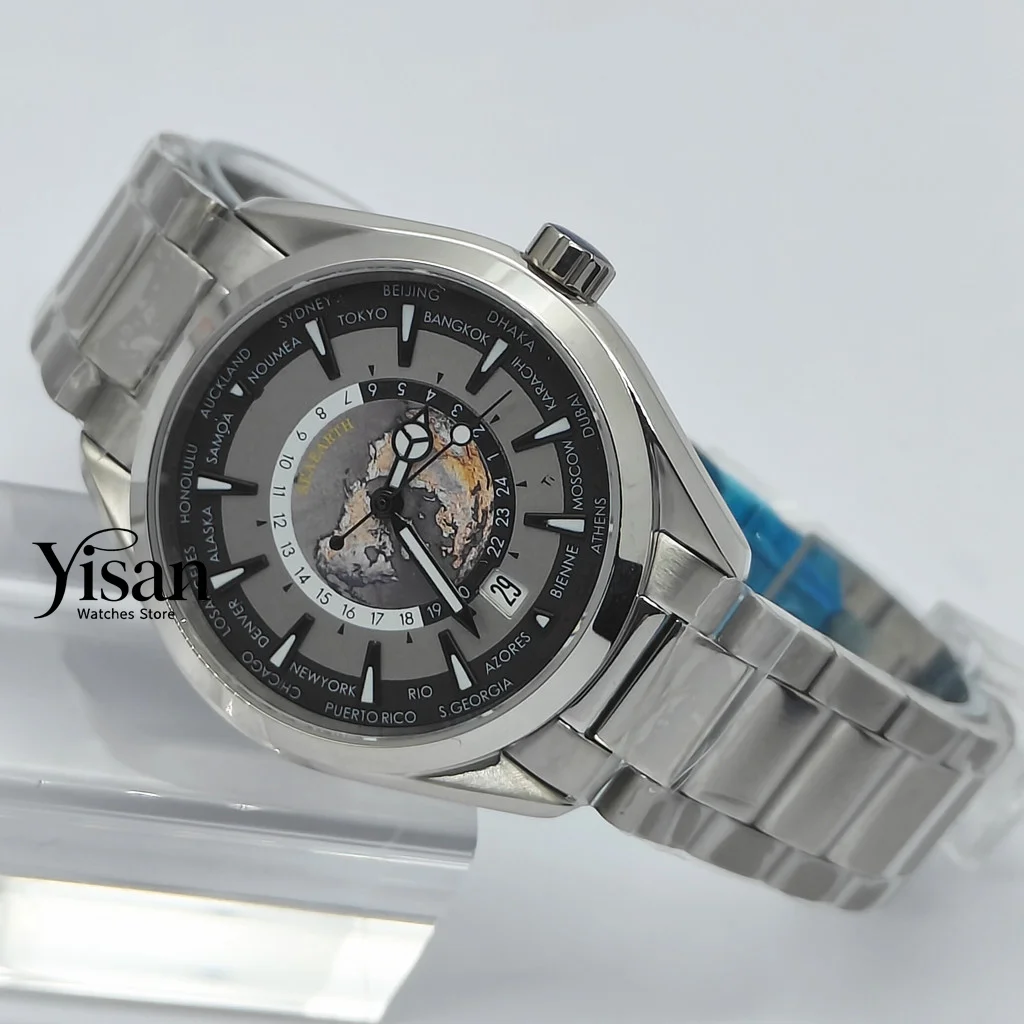 

Новые часы 41 мм NH35, мужские автоматические часы с сапфировым стеклом, синим циферблатом, водонепроницаемые механические часы, деловые часы