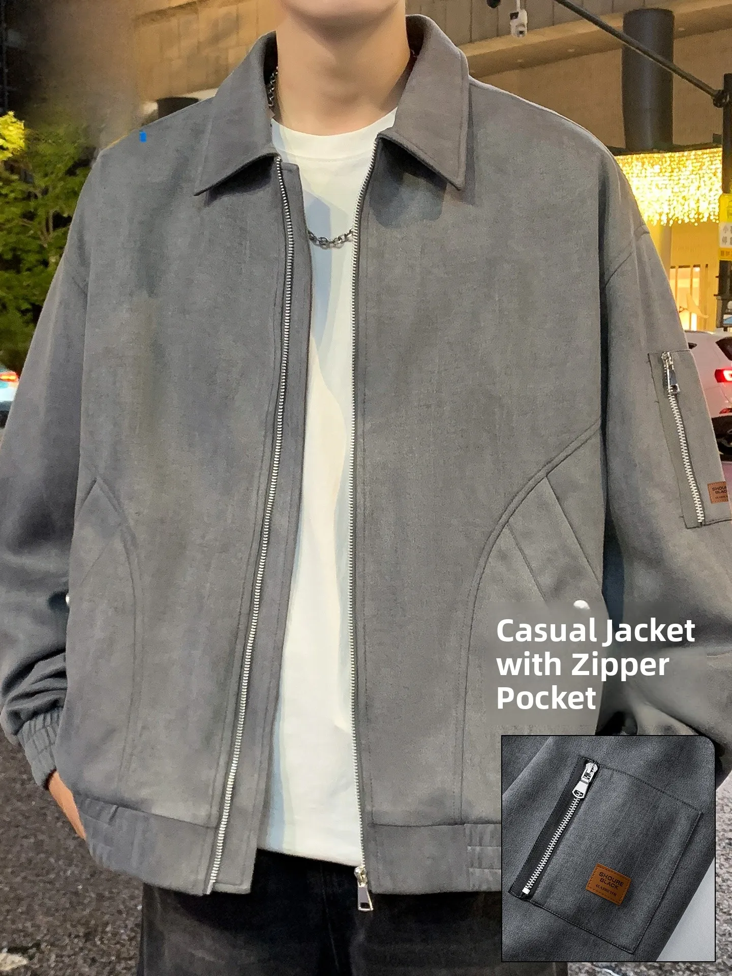 

Jeanswest Men's Suede Lapel Open Cardigan Jaet Loose Fit Casual Sle Faion Brand Spring Autumn Outerwear for Youth