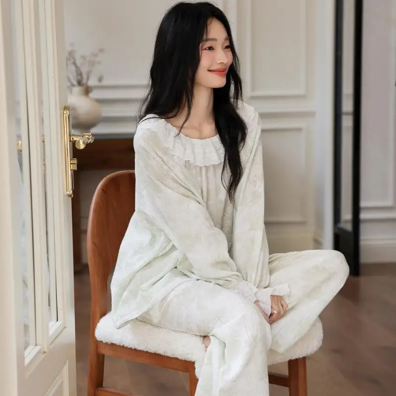 Women's Long Sleeved Long Pant Pajama Set for Students Spring Autumn New Styles Japanese Loose Home Clothes Cotton Two-Piece Set