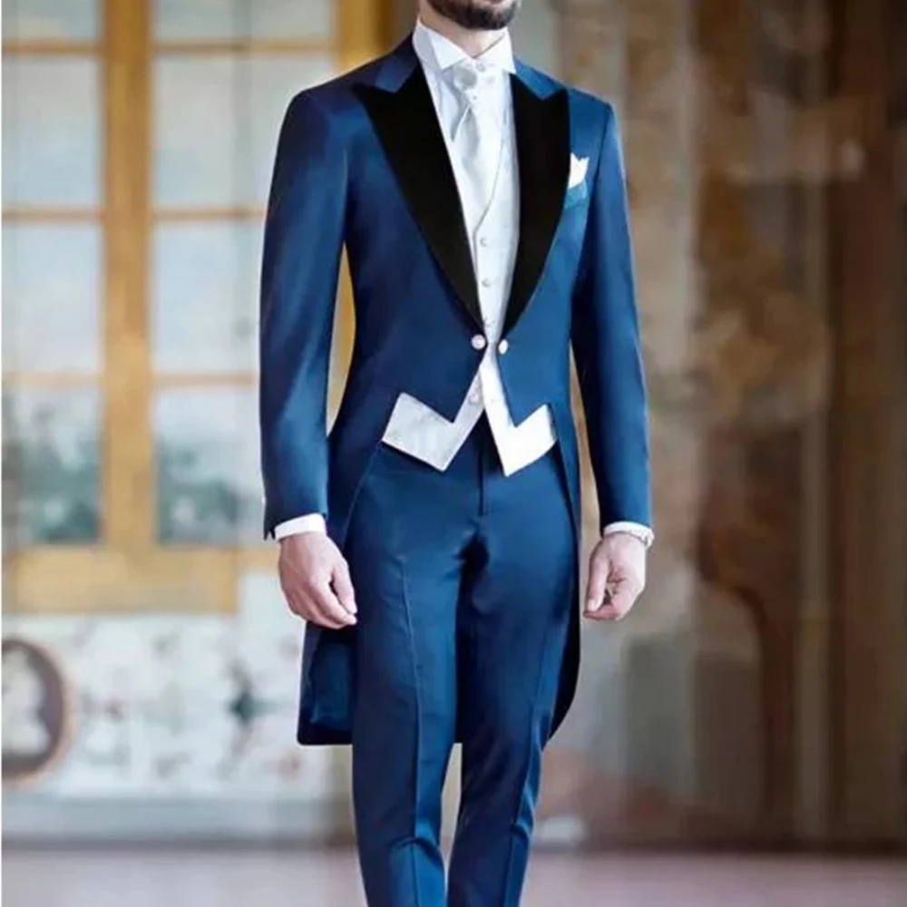 

New Arrival Handsome One Button Groomsmen Slim Fit Tuxedos Men Suits Wedding Prom Peak Lapel Business Set ( Jacket+Pants+Vest)