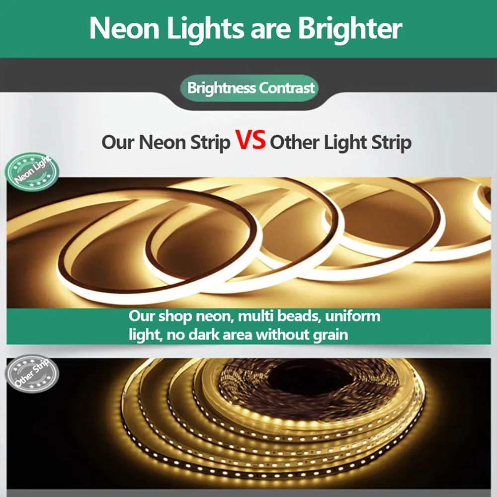 10 m/20 m weiches Silikon-Neonlicht, LED-Streifenlichter, 220 V, hohes Lumen, LED-Band, wasserdichtes Diodenband, Außenleuchte für Heimdekoration – Detail 4