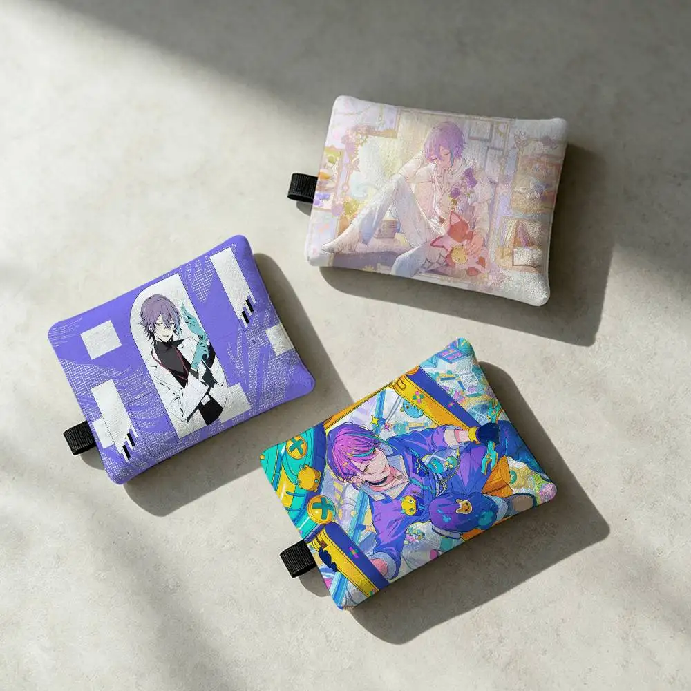 Kamishiro Rui Game Project SEKAI Zippered Coin Purse with Detachable Carabiner – Mini Coin and Key Pouch