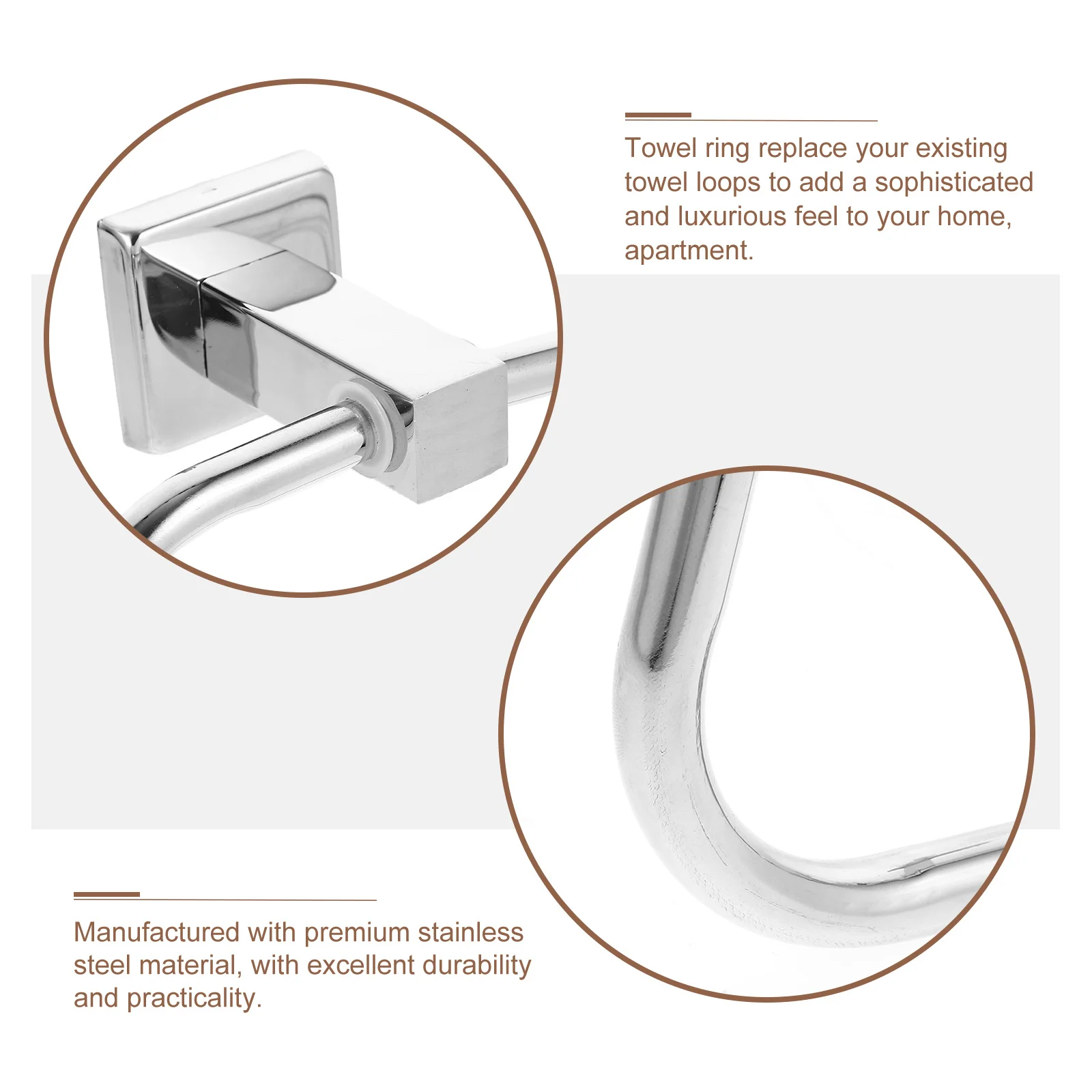 

Heavy Duty Stainless Steel Towel Ring Wall Mount for Bathroom Kitchen Fast Drying Hand Towel Holder Space Saving Design