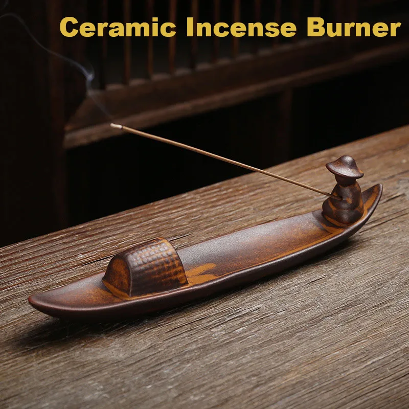 Handmade Creative Ceramic Incense Burner Household Indoor Utensil Teahouse Office incense tray Sticks Censer Home Decoration