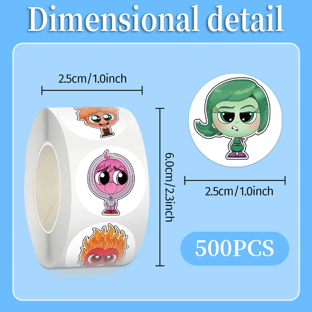 

500pcs/Roll Inside Out Disney Anime Roll Stickers Kawaii Cartoon Label Seal Stickers Rolls Stickers For Phone Luggage Stickers