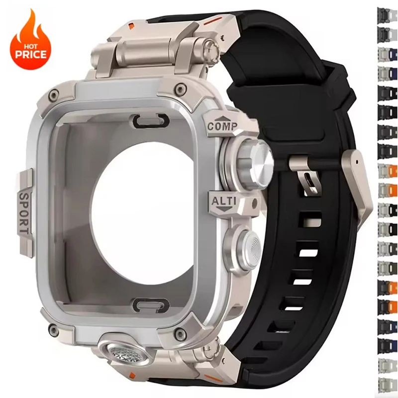 

Силиконовый спортивный ремешок + металлический чехол для Apple Watch Ultra3 2 49 мм S11 46 мм S10 SE3 44 мм IWatch Series 11 10 9 8 7 45 мм 6 5 4 S