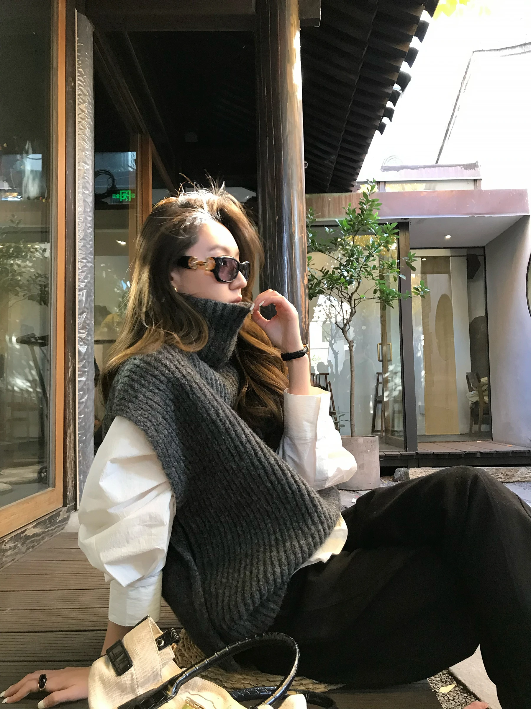 

Официальный вязаный жилет Gakee с высоким воротником, женский, модный, осенне-зимний, новый, универсальный, для многослойных образов