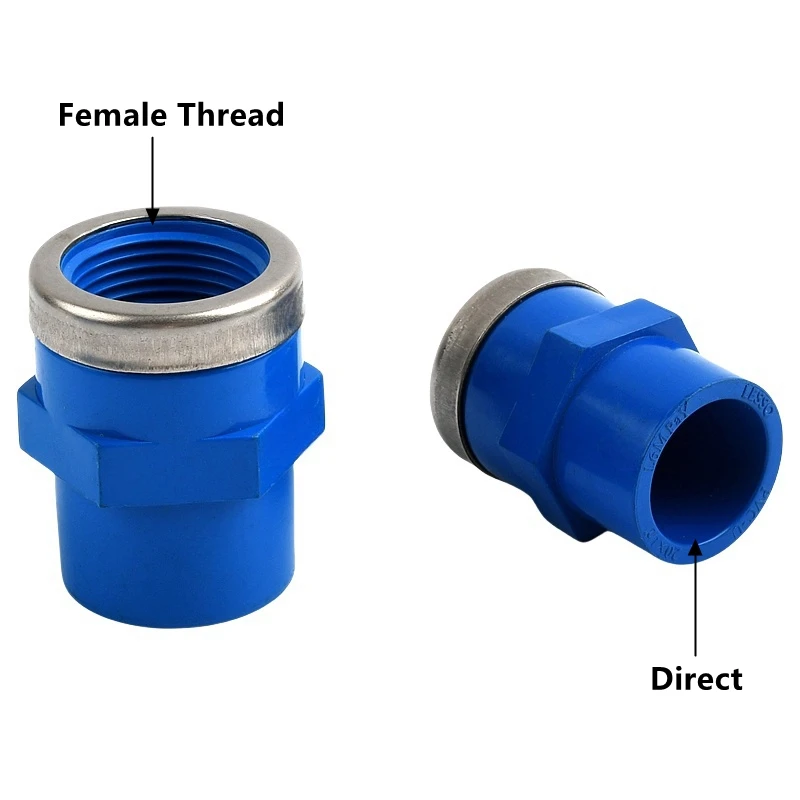 PVC 90 Degree Elbow Joint Straight Connector Tee Water Supply Irrigation Tube Adapter Female Thread I.D 20 ~ 63mm 1/2 