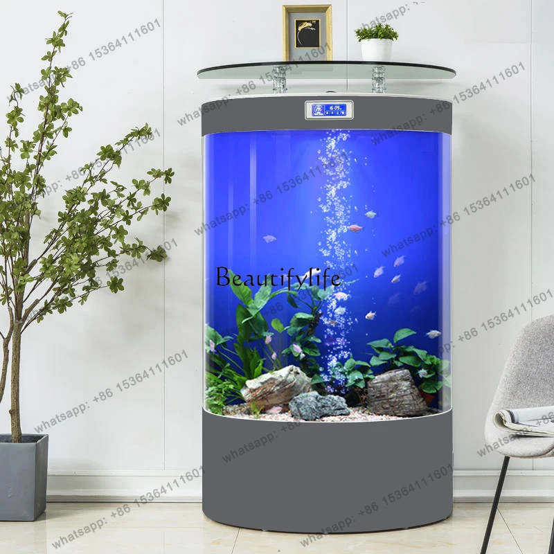 

X4 2023 New Smart Semicircle Living Room Small Household Ecological Fish Globe Lazy Semi-round Free Change Aquarium