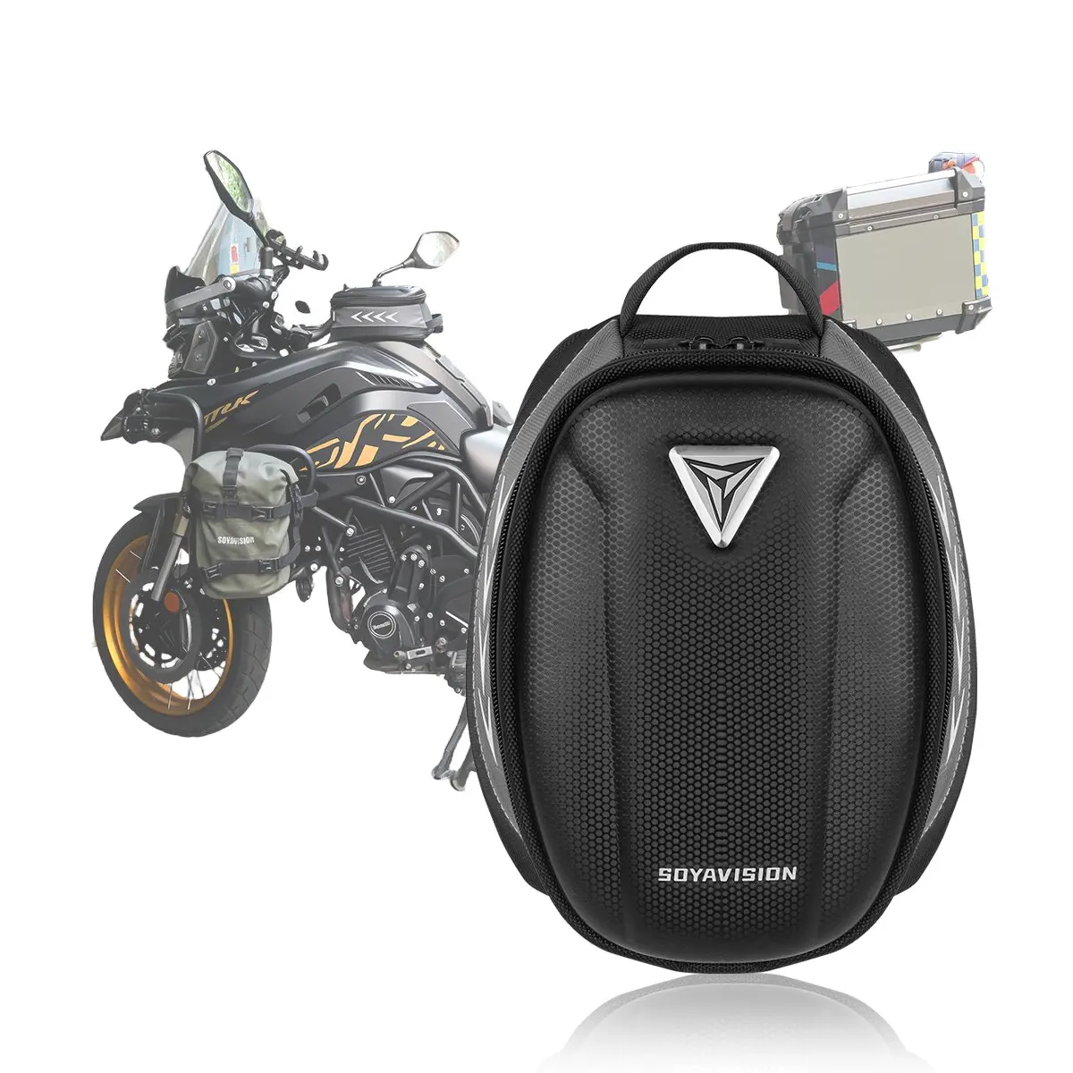 

Magnetic Motorcycle Tank Bag Hard Shell Fuel Oil Tank Bag Portable Card Tool Bag Universal for Motorbikes with Iron Fuel Tank ﻿