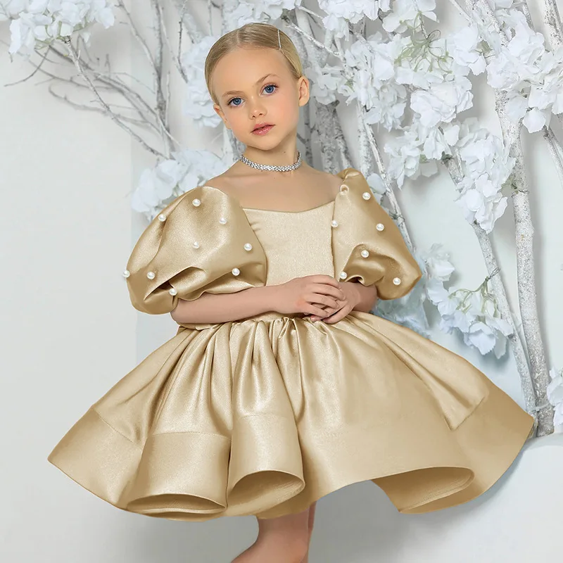 Girl Princess Dress White Bridesmaid Dress For Girls Elegant Dresses Summer Kids Dress Vestido Pageant Party Birthday Ball Gown