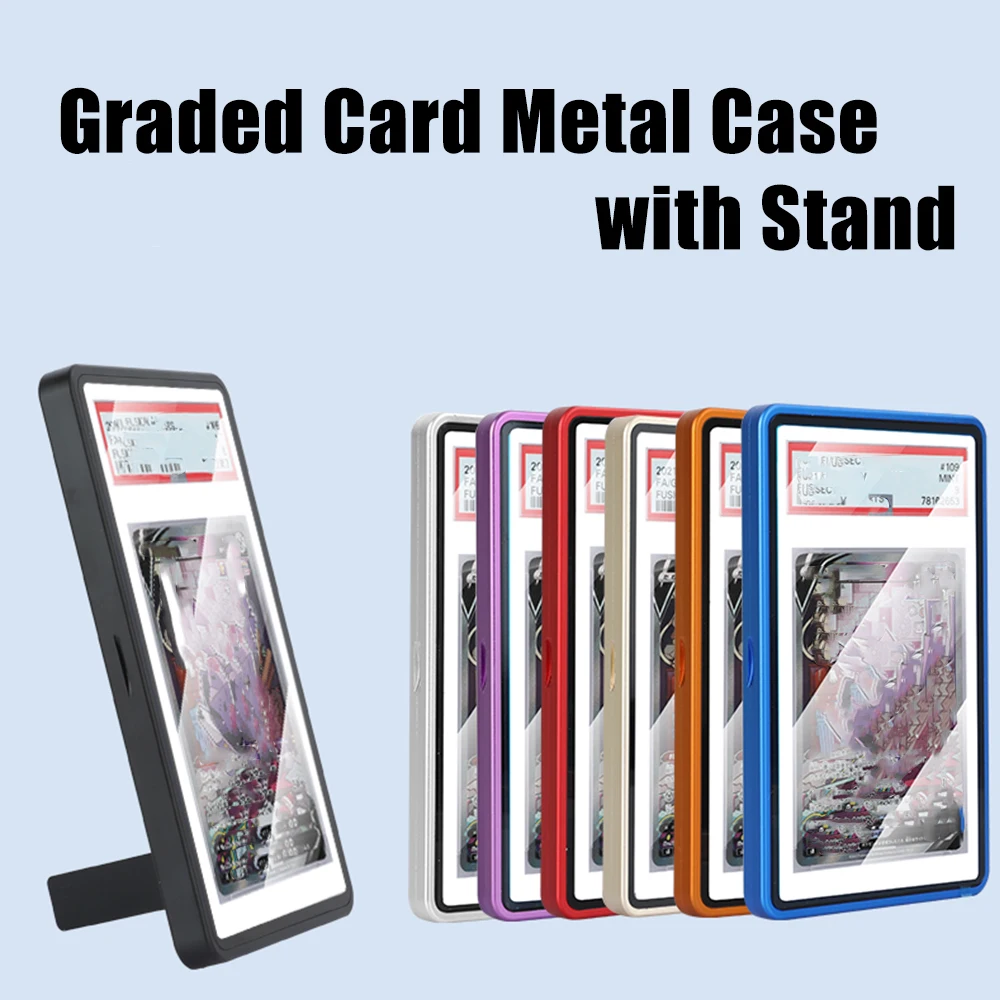 Aluminum Alloy Multicolor Trading Card Protect Metal Case with Stand, For PSA BGS Graded Card Slab Display, For PTCG Collectors