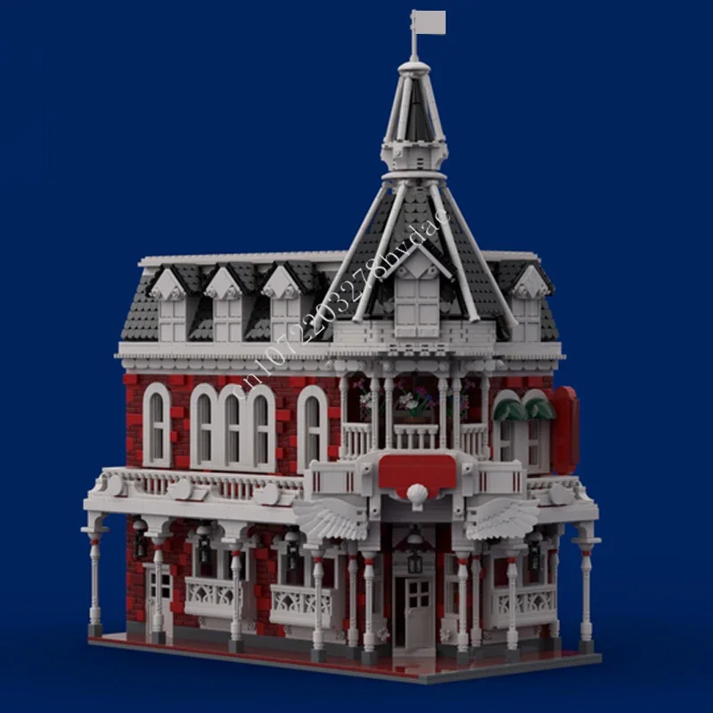 

3799 деталей: Конструктор Magic Kingdom Plaza Ice Cream Parlor MOC – Креативная модель уличной лавки мороженого, архитектурный набор для самостоятельной сборки, игрушка-конструктор