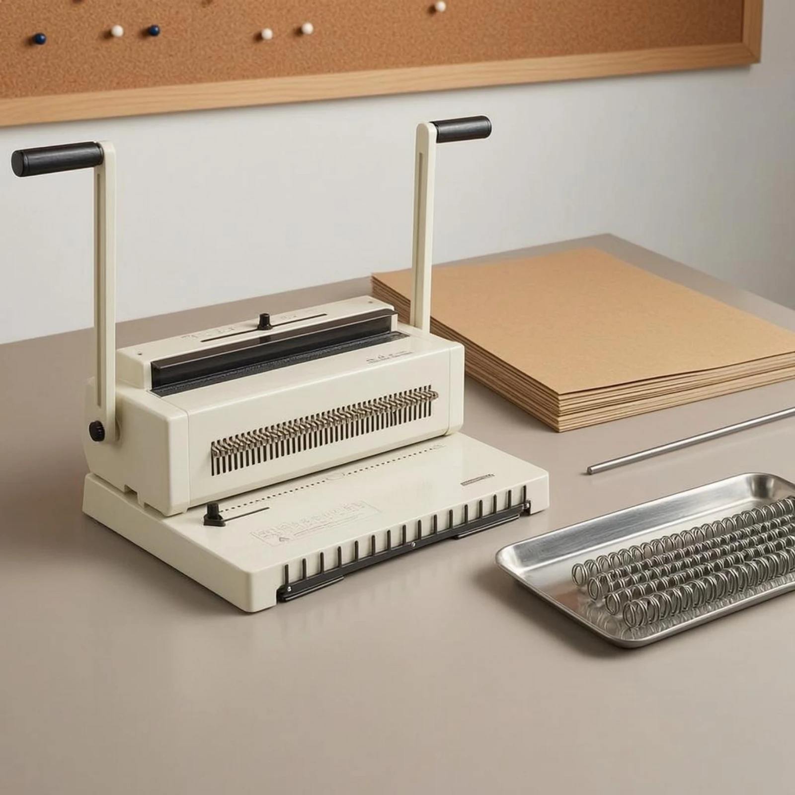Hanging Calendar Binding Machine Metal Body Calendar Punching Machine Beige Manual Handles view 4