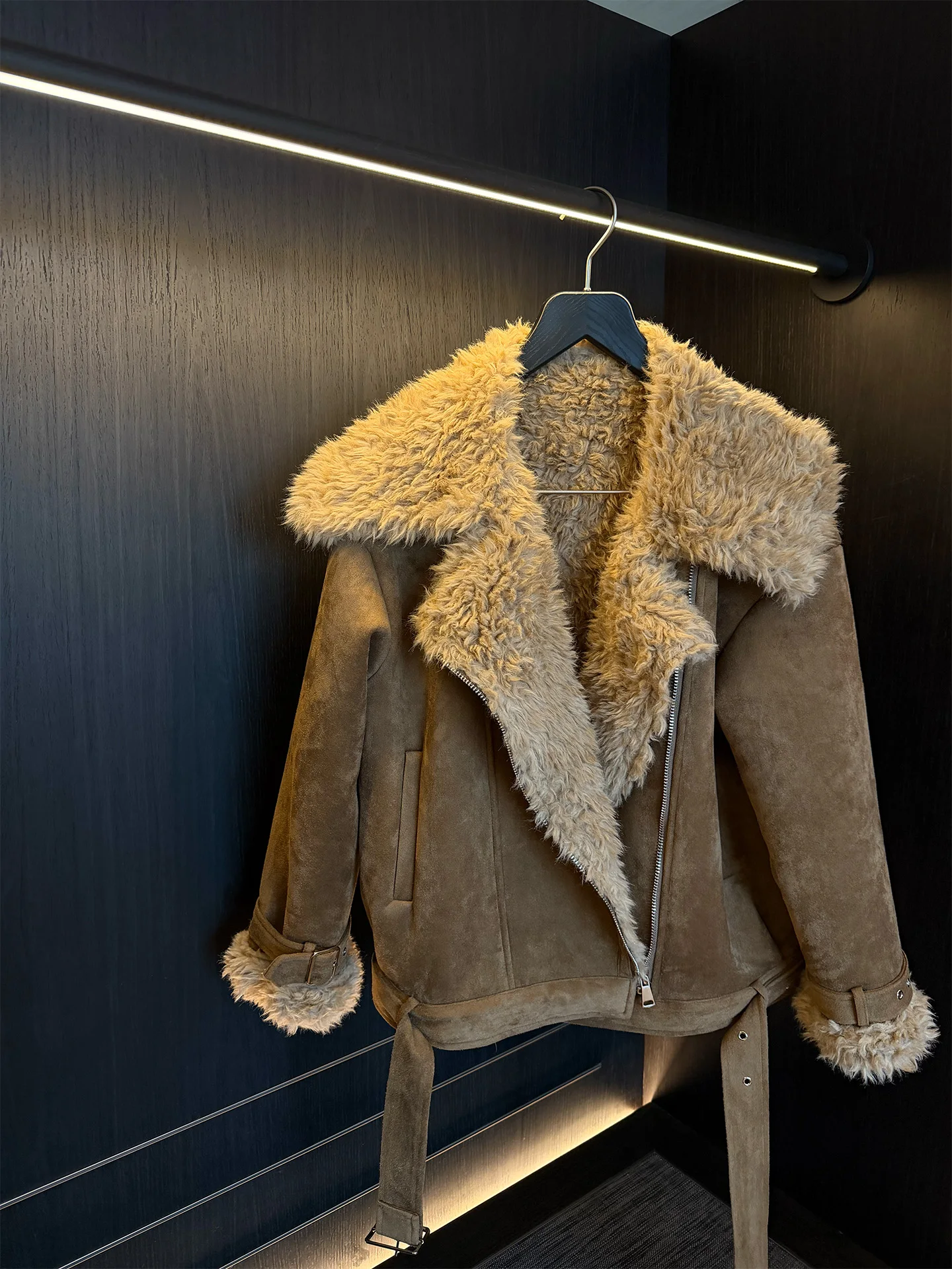 CCc Vintage toscano rotolo in pelle e pelliccia di agnello Jaet Capispalla da donna Thiened ort Faion Cappotto da donna Premium ort