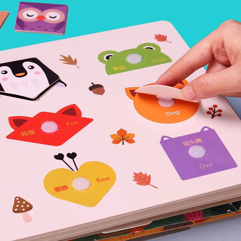 Montessori Busy Book for Kids Toddlers Educational Toys Baby Diy Paste Quiet Book Children Animals Numbers Matching Puzzles Toys