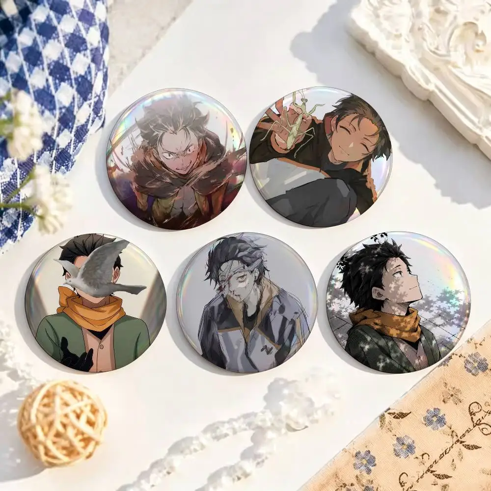 Re Zero Natsuki Subaru  Enamel Pin Tinplate Round Brooch Cosplay Nijigen Otaku Culture Badge 25mm 32mm 44mm 58mm