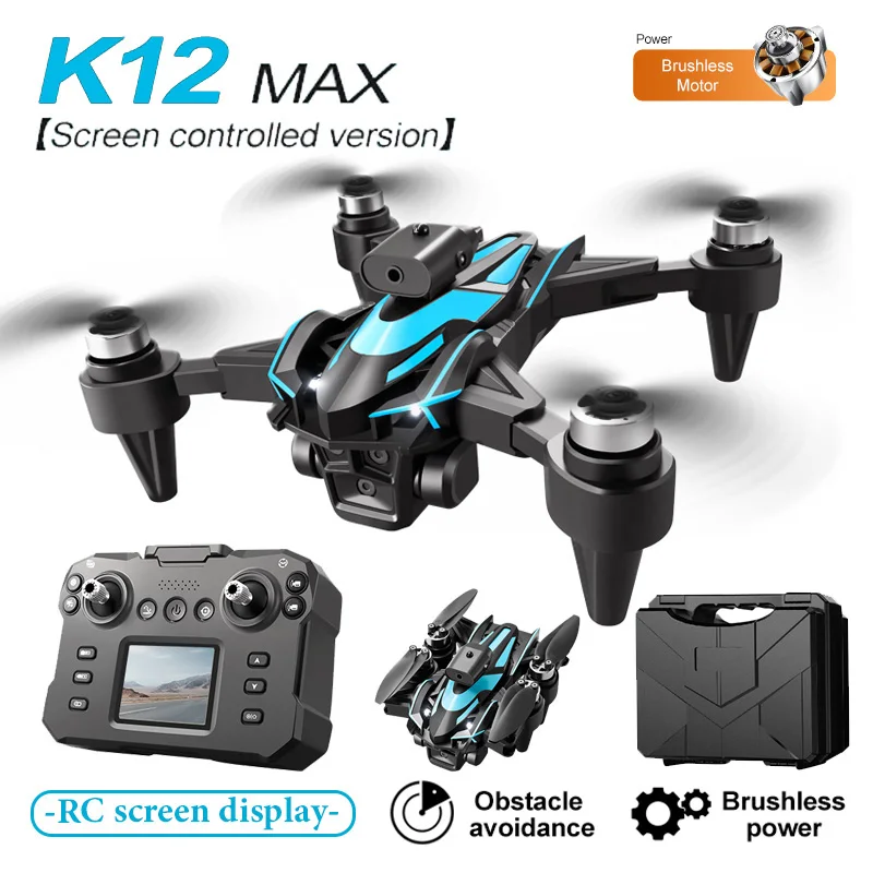 Professional K12 MAX Drone Three Camera HD Folding RC Quadcopter Brushless Motor intelligent Obstacle Avoidance Drones Toy