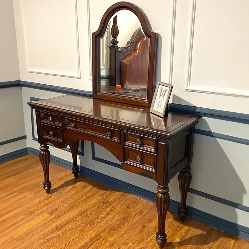 

American Style Simple Environmentally Friendly Paint Pure Hand-Carved Dressing Table