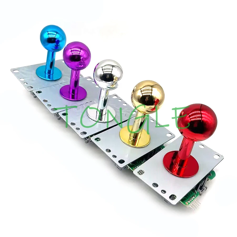 SANWA-Round Golden or Chrome Ball Joystick with Micro Switch Sleeve, DIY Arcade Game Parts, 5Pin Copy, 35mm, SNK Neo Geo Mame