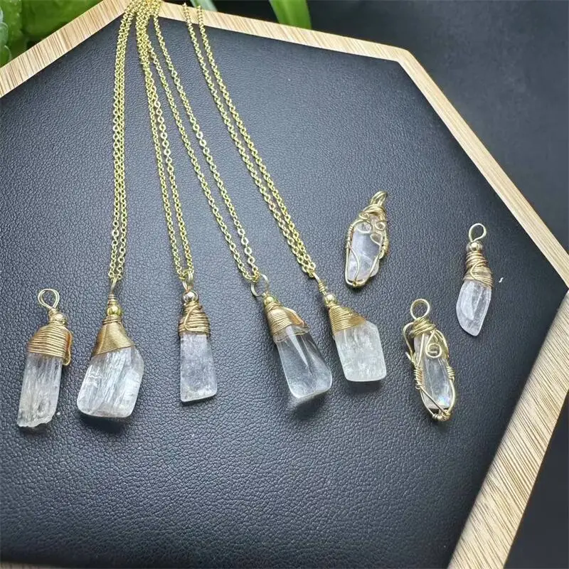 

S925 натуральный прозрачный кварц кунзит произвольной формы кулон ювелирные изделия целебный камень фэншуй для мужчин женщин украшения ювелирные изделия подарок 1 шт.