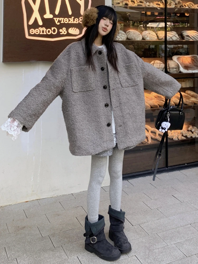 

Утепленное зимнее пальто оверсайз для женщин, свободного кроя, в корейском стиле, с подкладкой из хлопка, повседневное, длинное