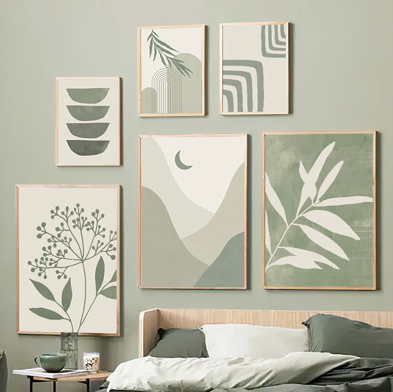 Plant Leaves Rainbow Geometry Abstract Boho Wall Art Canvas Painting Nordic Posters & Prints Wall Pictures For Living Room De
