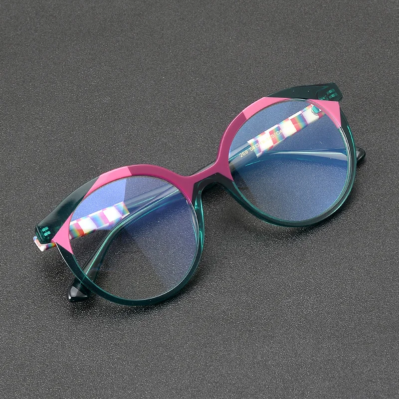Unisex Trendy Color Board Myopia Glasses with Anti Radiation and Anti Blue Light Durability, No Fading or Slipping