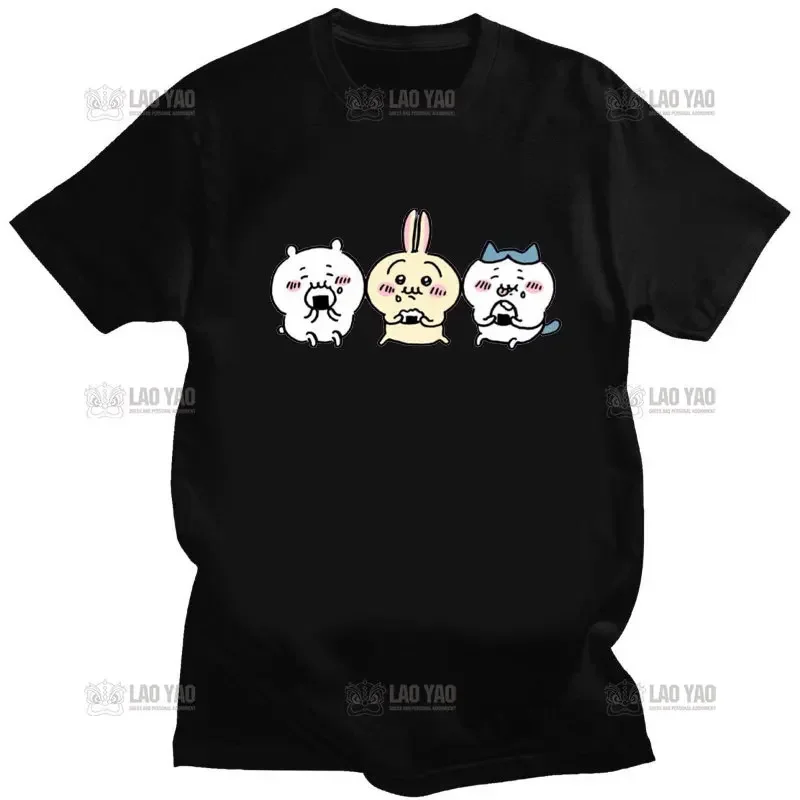 

Chik awa Rabbit Print Tenagi Cos Rabbit Dog Female Shirt Kawaii Anime Pattern Cotton Tee Shirt Harajuku Women Short-sleev Tops