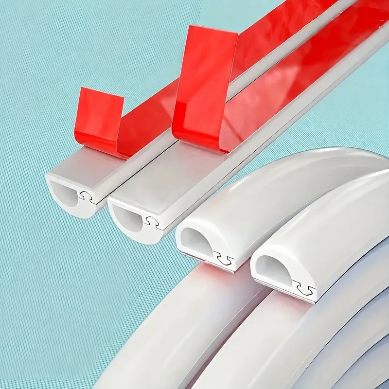 1PC 1/2/3/5/10M Self‑Adhesive Cord Cover, Flexible PVC Wire Duct Cable Hider for Wall Floor Home Office Cable Management
