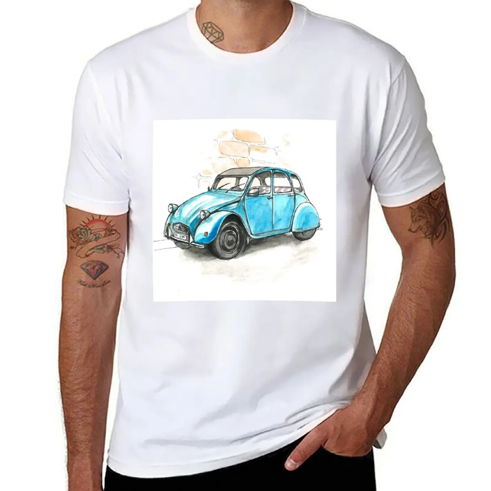 

Blue Citroen 2CV T-Shirt man t shirt luxury man t shirts cotton T-Shirt