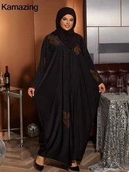 Moda dignitoso abito nero musulmano nuovo allentato manica a pipistrello Eid Al-Fitr abito da sera per feste donna eleganti vestiti per occasioni formali