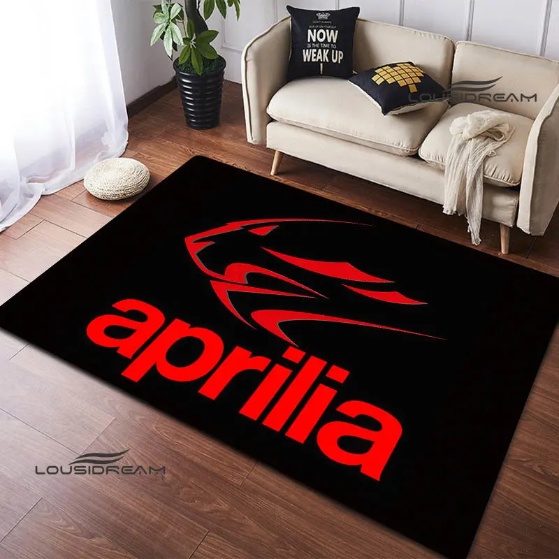 Aprilia logotipo impresso tapete motocicleta moda sala de estar quarto bonito tapete antiderrapante capacho fotografia adereços presente