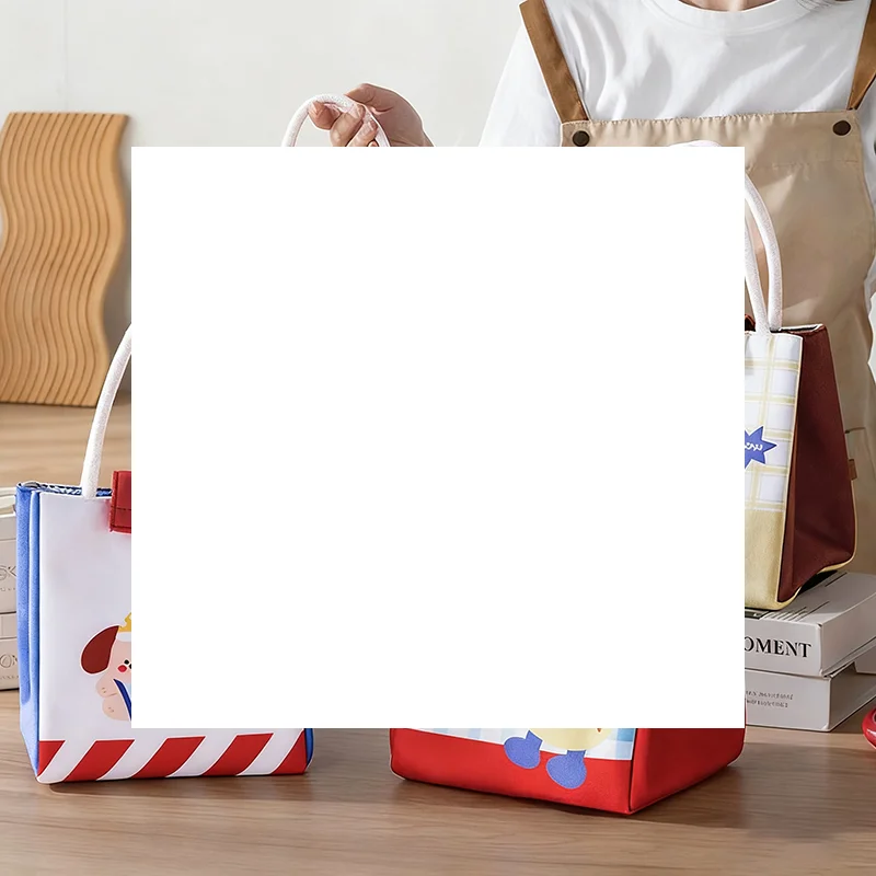 حقائب غداء معزولة برسوم كرتونية لطيفة مع مقابض مثالية للطلاب وعمال المكاتب بسعة كبيرة لتخزين الطعام والنزهات