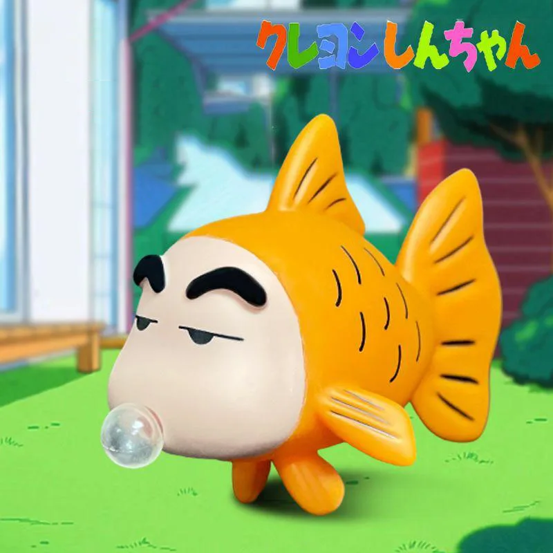 Crayonshin-Chan Kawaii Cartoon Cute Goldfish Bubble Squeeze Stress Relief Ornament Anime Plush Toys for Girls Birthday Gift