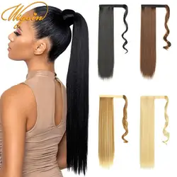 WIGSIN 24Inch Long Straight Synthetic Wrap Around Clip in Ponytail Hair Extensions Natural Black Brown Blond Hairpiece for Women