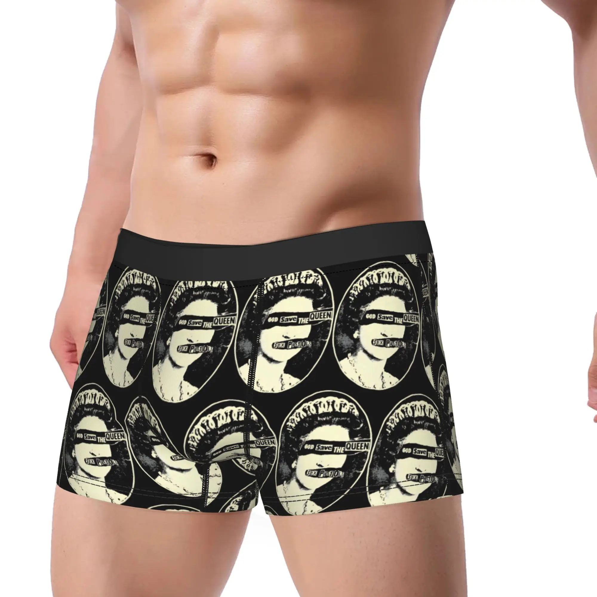 Vintage God Save The Queen Sex Pistols Underwear Soft Underpants Pattern Boxer Brief For Men 3D Pouch Plus Size Boxer Shorts