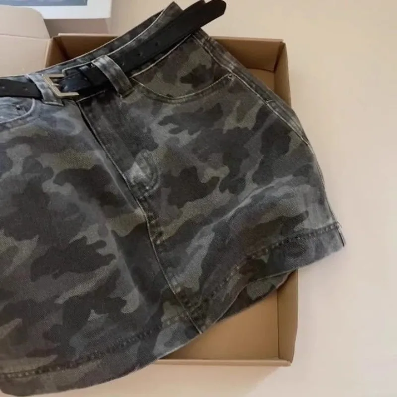 Spice Girls Camouflage Denim Skirt Women's High Waist Slim Anti-light Short Skirt