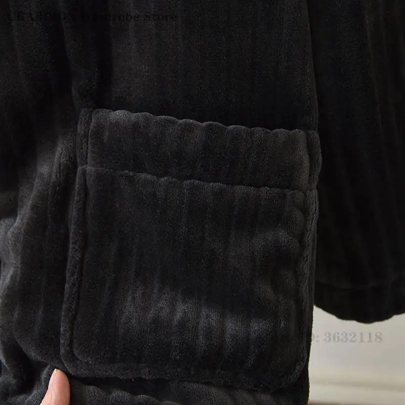 Men's Coral Fleece Pajamas Autumn Winter New Long Sleeve Sleepwear Trouser Pyjamas Suits Home Clothes Thick Flannel Home Clothes