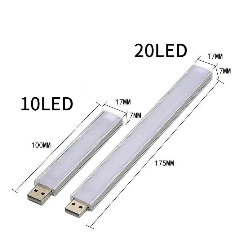 2szt Przenośna lampka do czytania USB LED DC5V Ultra jasna lampka do czytania książek 10leds 20leds Lights For Power Bank PC Laptop Notebook