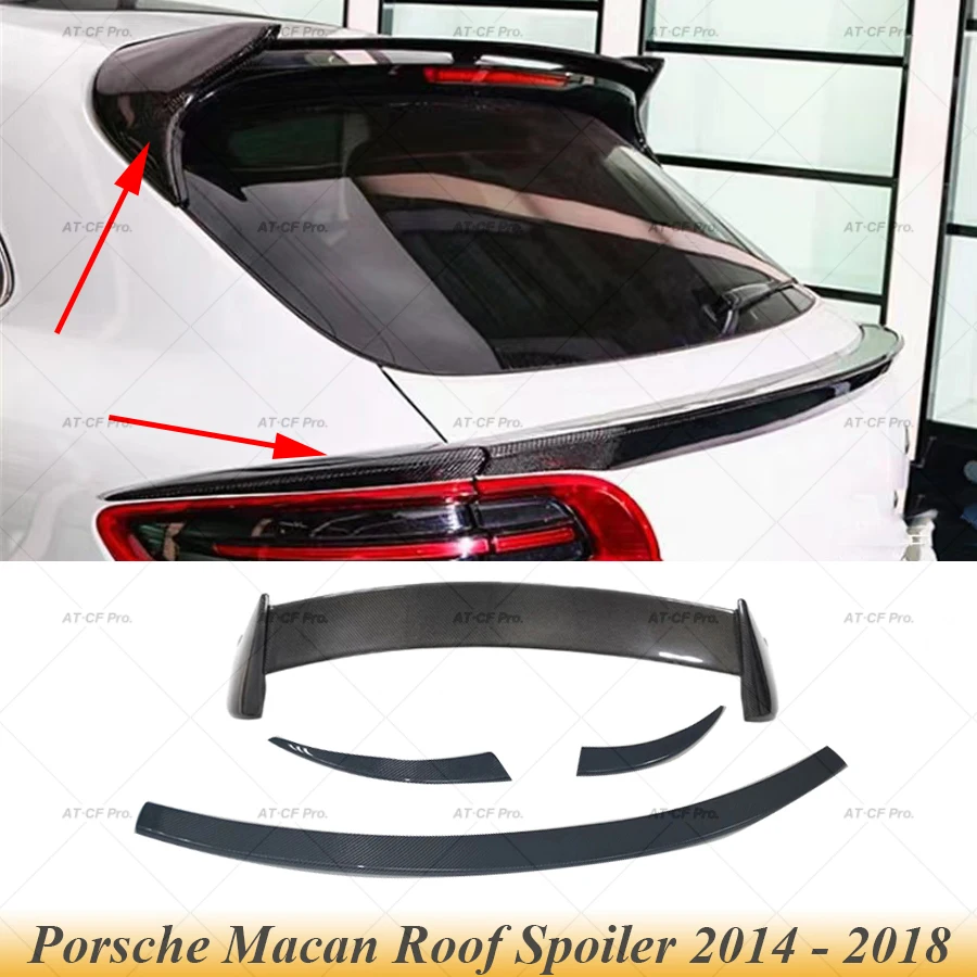 Macan Real Carbon Fiber Rear Roof Trunk Spoiler Boot Middle Wings Car Styling for Porsche Macan Spoiler 2014 2015 2016 2017 2018