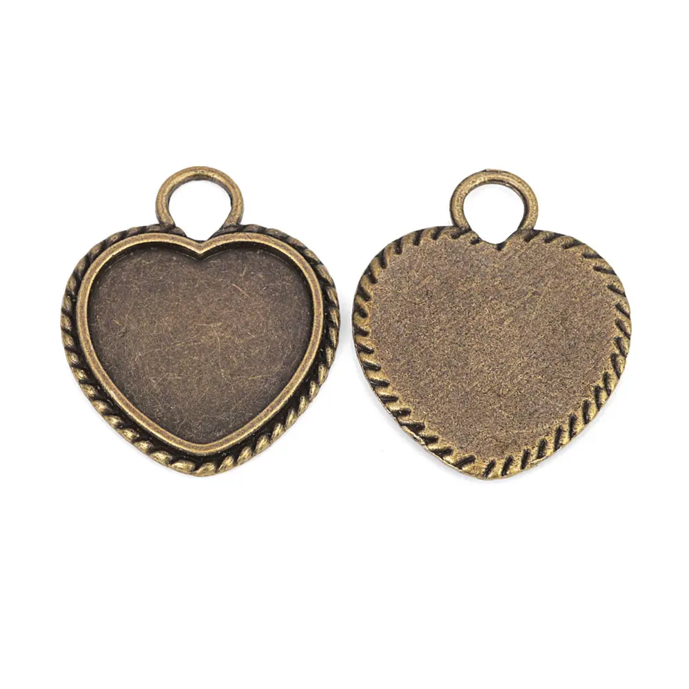 Antike Bronze Zinklegierung Rechteckige Basisschalen Blenden Cabochon Perlen Cameo Einstellungen Anhänger Schmuckherstellung Zubehör Zubehör