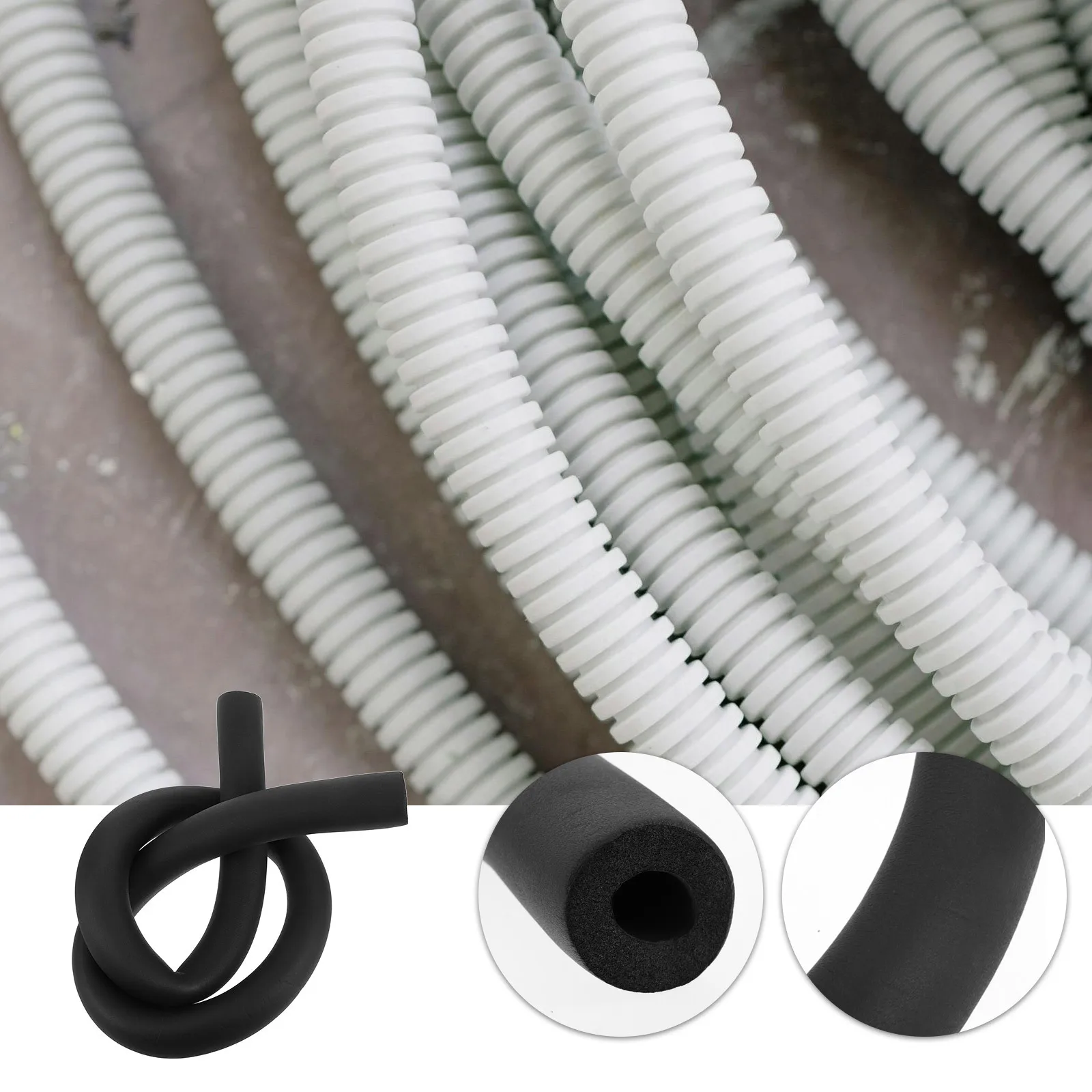 Mangas de isolamento de tubulação, tubo de espuma flexível, à prova de som, resistente ao fogo, para tubos de encanamento de cobre de água hvac