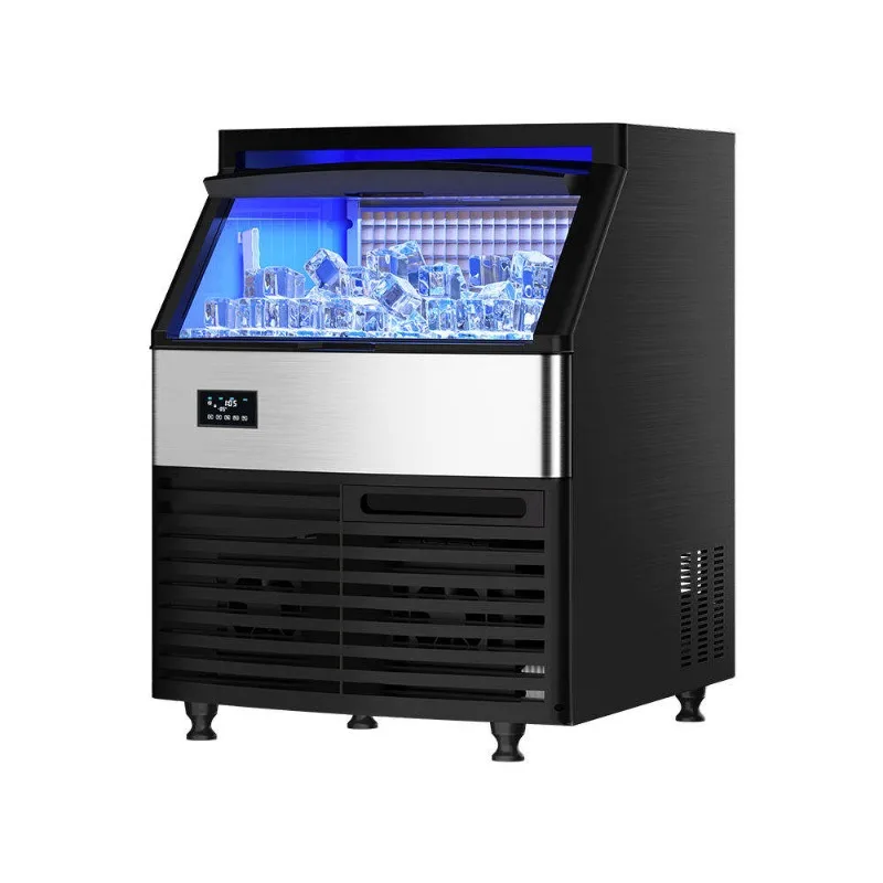 Commercial Electric Ice Maker Stainless Steel Square Ice Cube 80kg a day Capacity 10-15 Min Cycle Air-Cooled Hotel Household Use