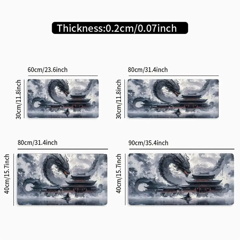 Dragon Shape Pattern, Large Gaming Mouse Pad,large Size Rubber Non-slip Desktop Pad,stitched Edges, Perfect for Office and Gamer