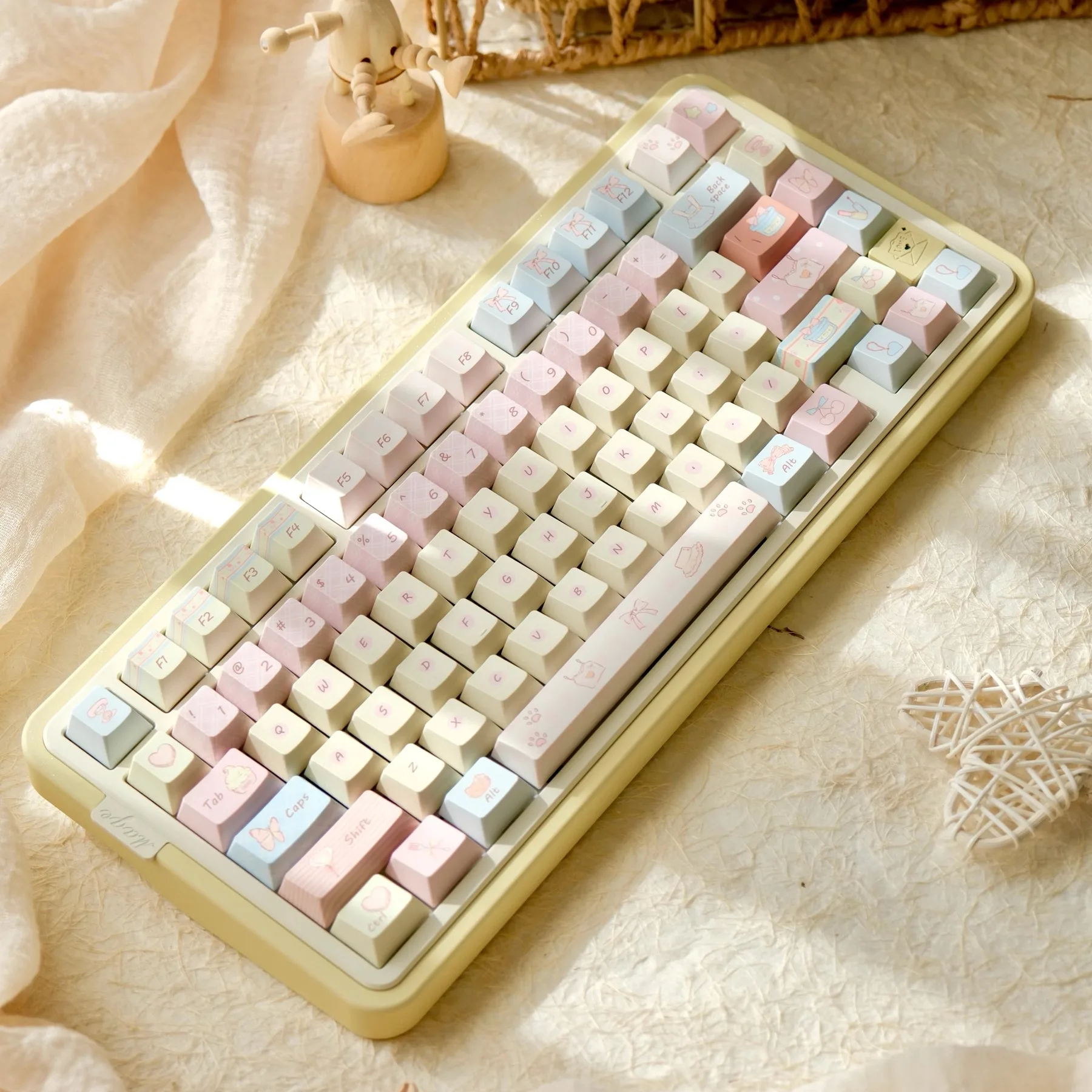 

Симпатичные колпачки для клавиш Cherry Pbt, сублимационные индивидуальные механические колпачки для клавиш, розовые, синие, 145 клавиш, макет Алисы/Анси/Исо-макет