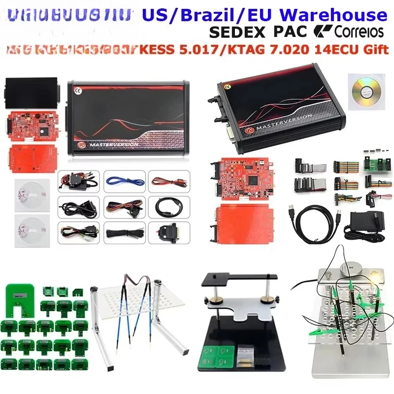 Add Brazil Warehouse Online 2.80 EU Red Kess V5.017 ECU Manager Remap KTAG V7.020 4 LED BDM Frame KTAG 2.25 OBD2 Programmer Kit