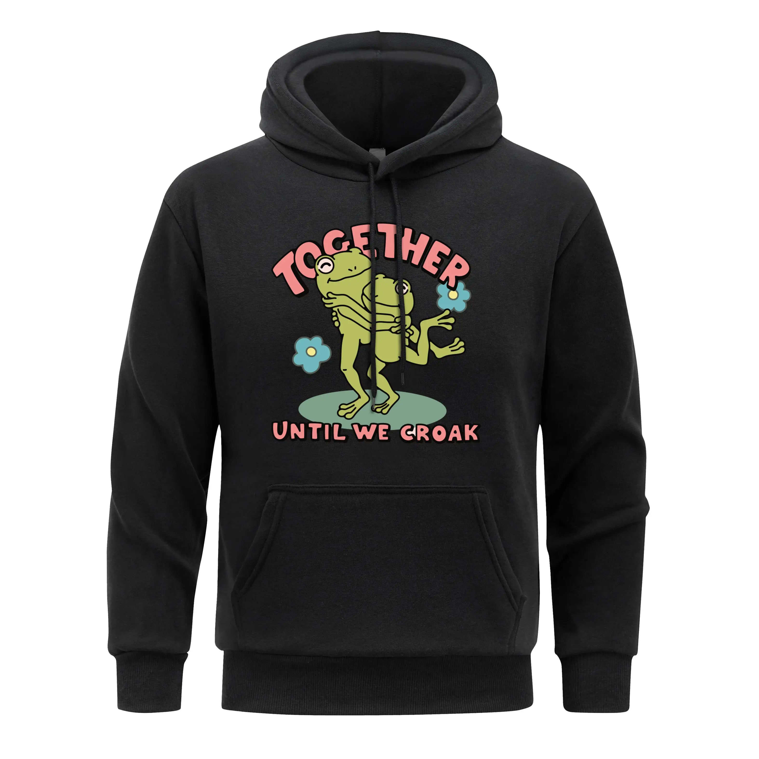 Two Frogs Embracing Each Other Men Hoodie Tocther Until We Croak Hoody fur-liner Hooded Man Warm Spring Autumn Clothes